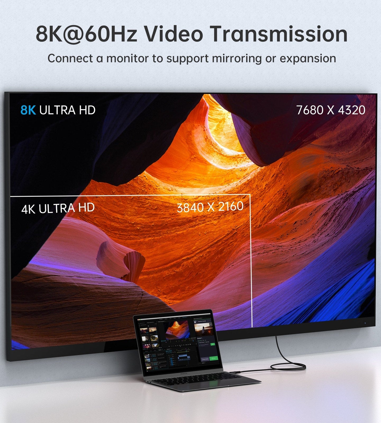 CHOETECH XCC-1042 Gen3.0 USB4.0 with 8K @ 60hz Video & Audio 240W USB-C to C Braided Cable 2M - SuperSaverAU - view 11