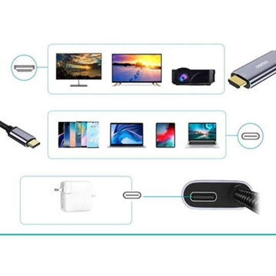 CHOETECH USB-C to HDMI Cable 1.8M with 4K 60Hz and 100W Power Delivery Charging - SuperSaverAU - view 4