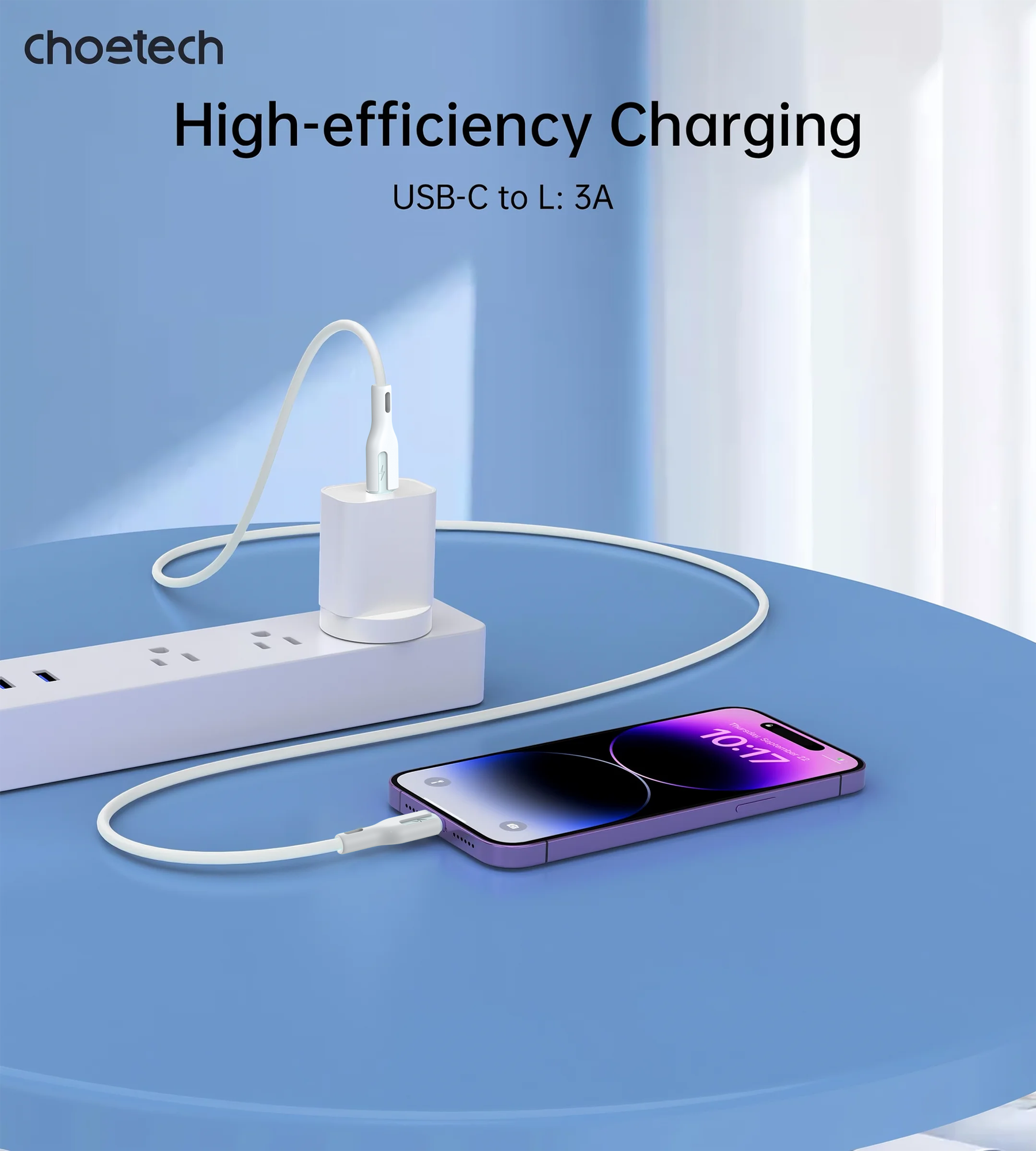 CHOETECH XCL-0002 Silicone USB-C to L Cable 1m White - SuperSaverAU - view 3