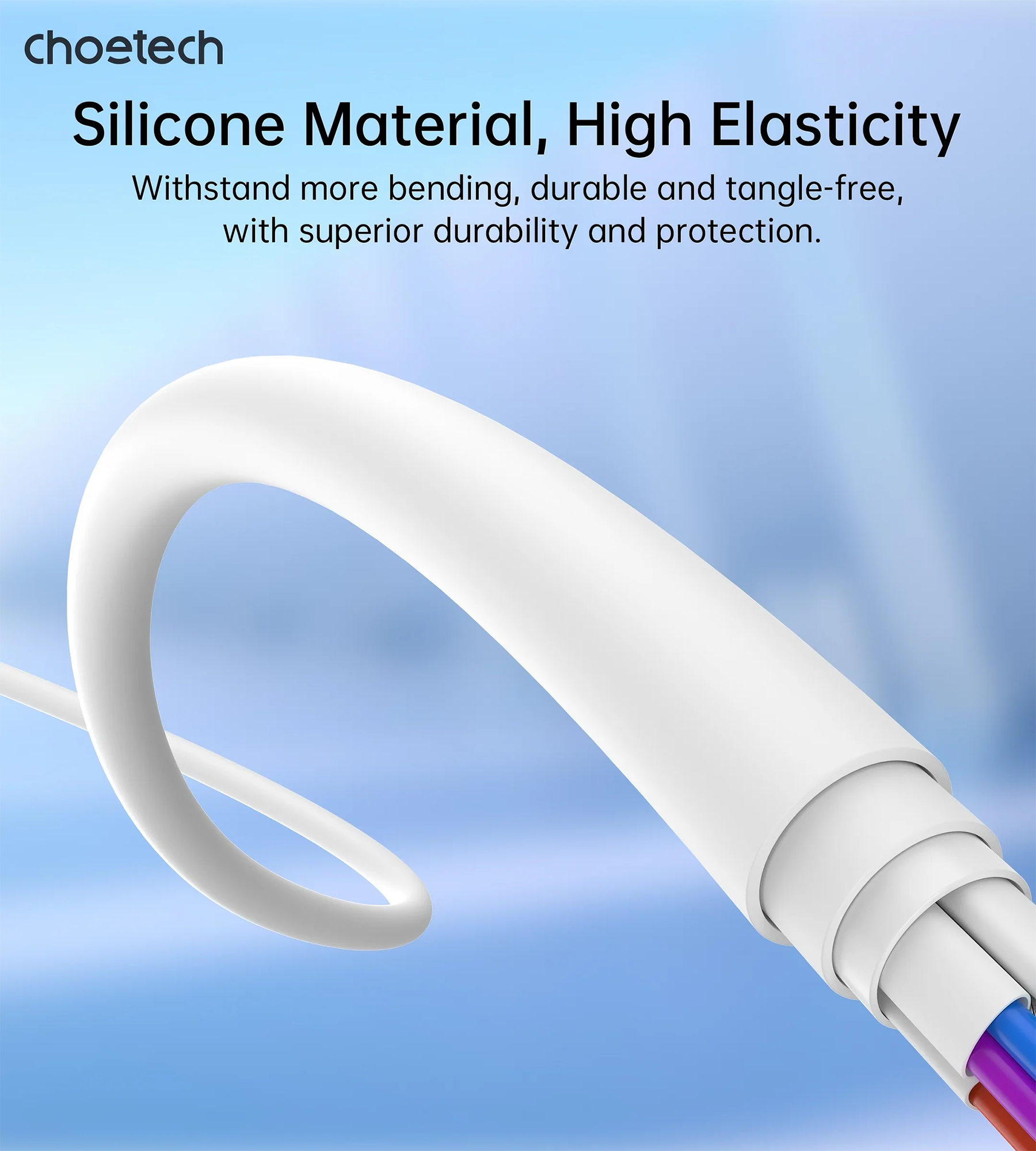 CHOETECH XCL-0002 Silicone USB-C to L Cable 1m White - SuperSaverAU - view 6