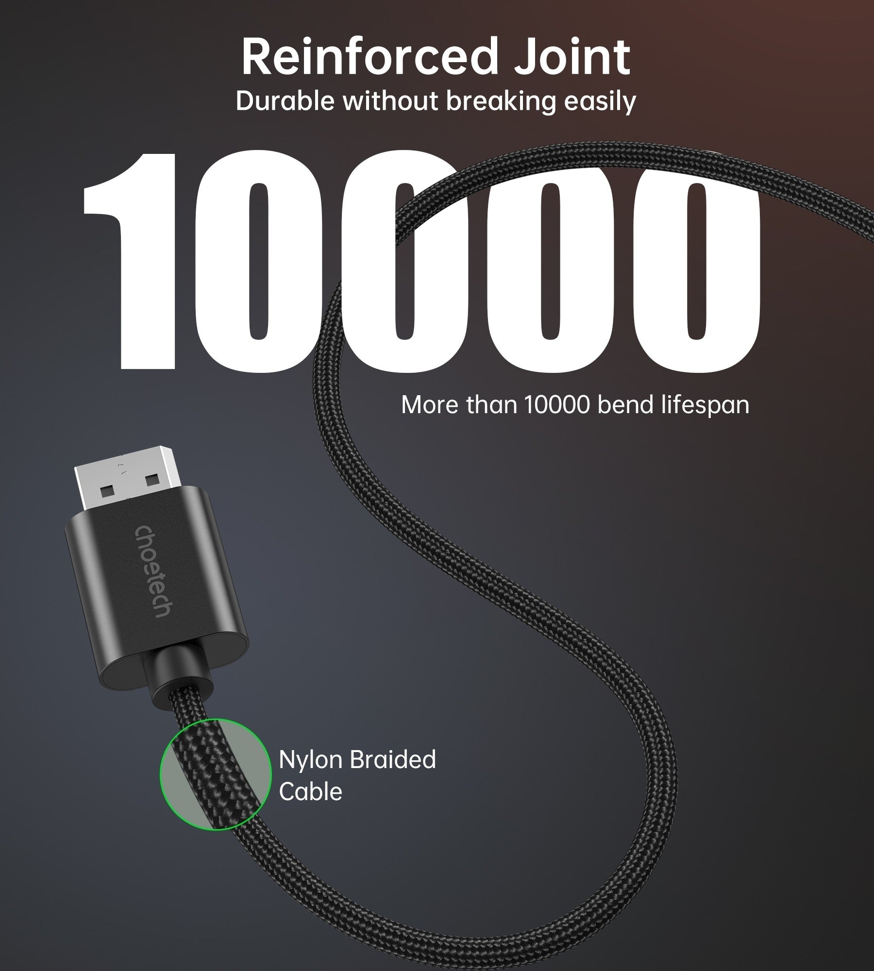 CHOETECH 2m Braided DisplayPort to HDMI 4K60Hz Male Cable Audio Video Adapter - SuperSaverAU - view 5