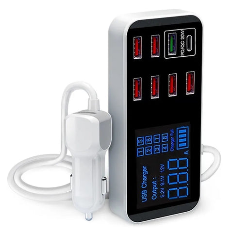 8-Port PD+QC3.0 Car Charger with LED Display - SuperSaverAU - view 1
