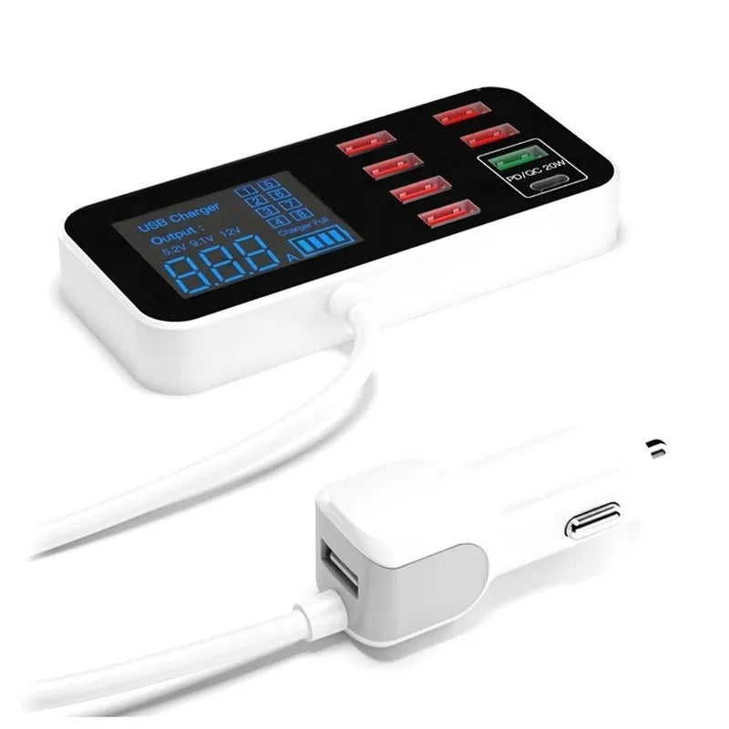 8-Port PD+QC3.0 Car Charger with LED Display - SuperSaverAU - view 6