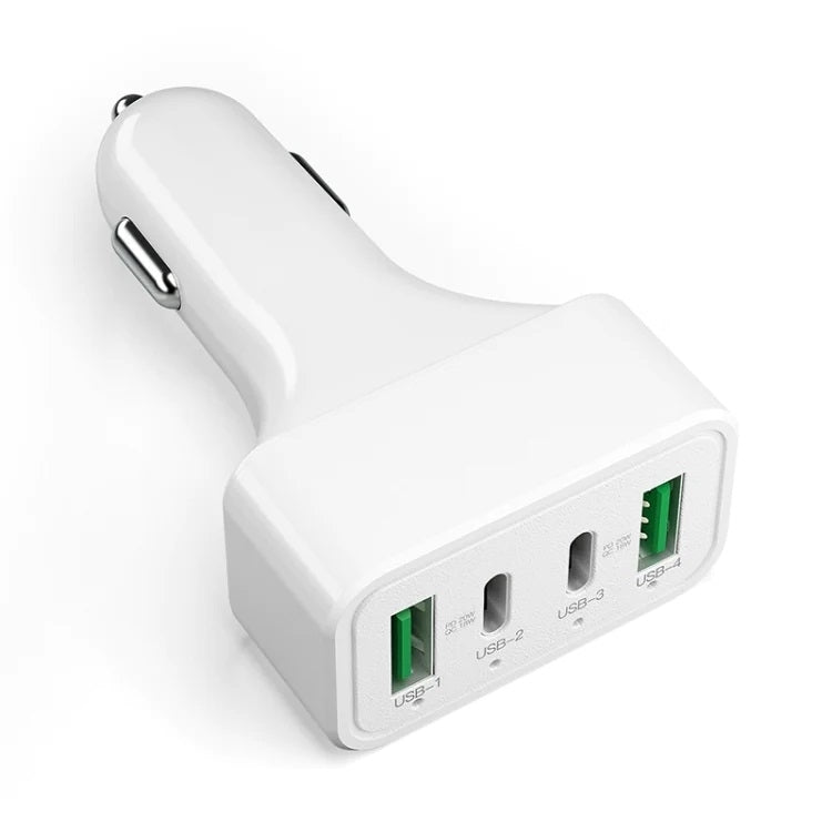 4-Port Car Charger (2 Ports PD + 2 Ports QC3.0 ) White - SuperSaverAU - view 1