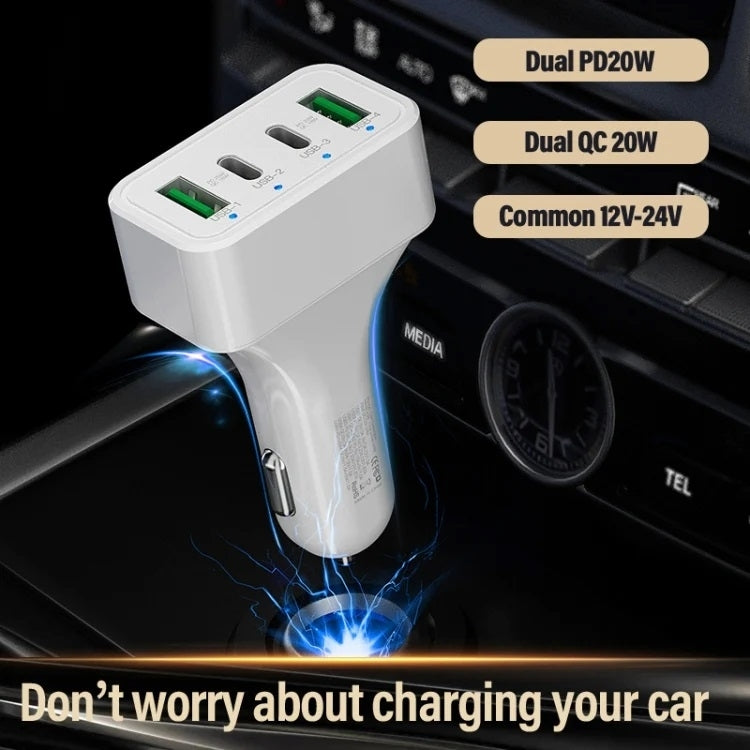 4-Port Car Charger (2 Ports PD + 2 Ports QC3.0 ) White - SuperSaverAU - view 4