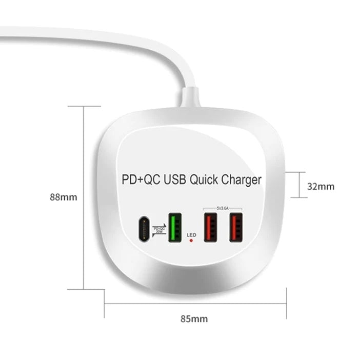 4-Port PD+QC3.0 Charger 40W with AU AC Adapter - SuperSaverAU - view 2