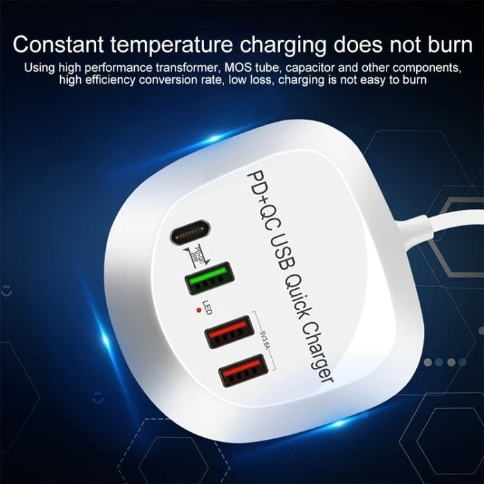 4-Port PD+QC3.0 Charger 40W with AU AC Adapter - SuperSaverAU - view 5