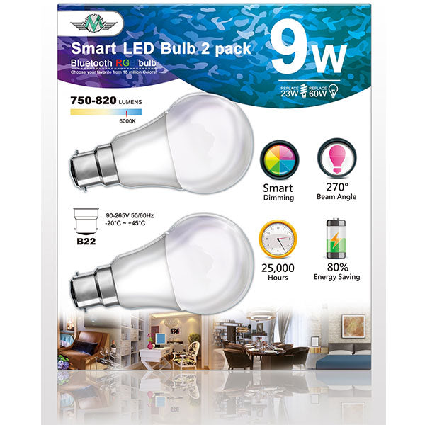 Premium MV Smart Bulb 9W B22 Twin Pack