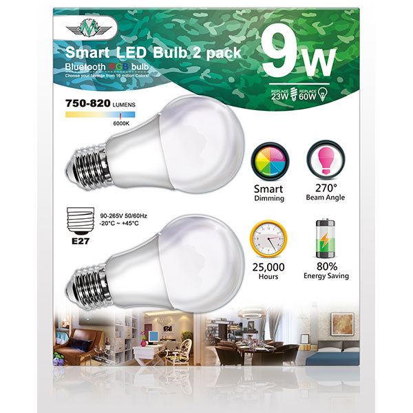 MV SMART BULB 9W E27 TWIN PACK  (apple app only ) - SuperSaverAU - view 1