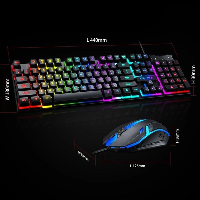 T-Wolf TF800 RGB 4-Piece Gaming Keyboard Mouse Headset Kit