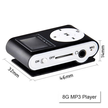 Mini Clip 16GB MP3 Music Player Metal Finish USB Earphones Black