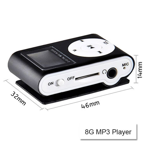 Mini Clip 16GB MP3 Music Player Metal Finish USB Earphones Black - SuperSaverAU - view 2
