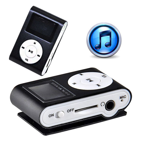 Premium Black Mini Clip MP3 Music Player with USB Cable and Earphones