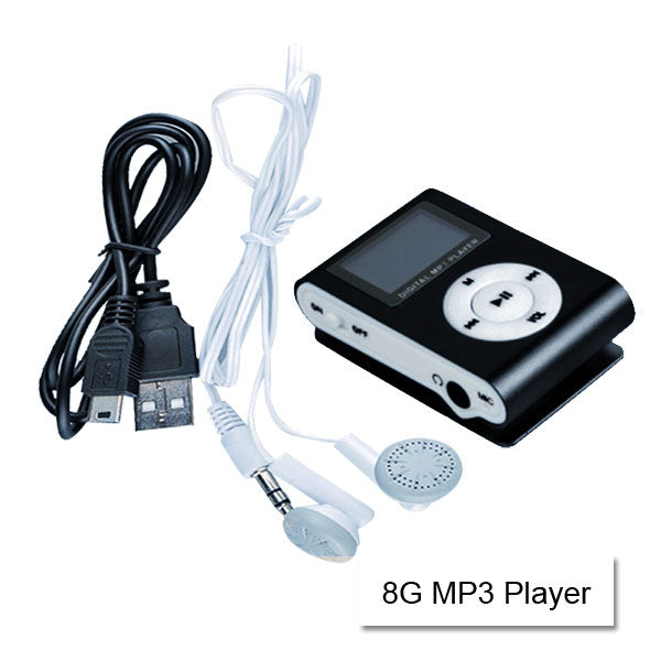 Premium Black Mini Clip MP3 Music Player with USB Cable and Earphones