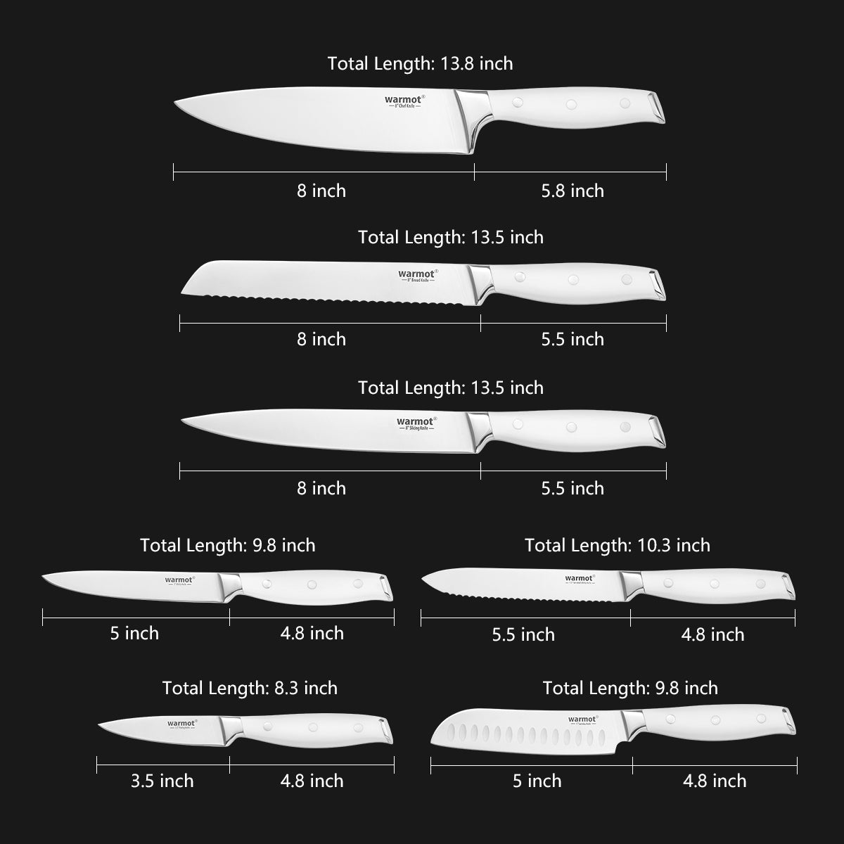 Warmot 7-Piece Professional Chef Knife Set - German Steel, Ergonomic Handles - SuperSaverAU - view 2
