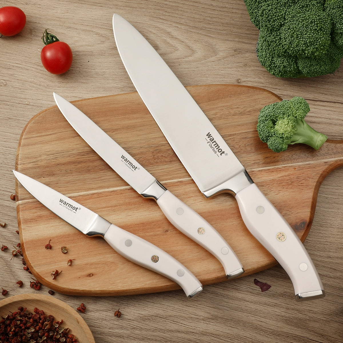 Warmot 3-Piece Professional German Steel Knife Set - Ultra Sharp, Ergonomic Handles - SuperSaverAU - view 8