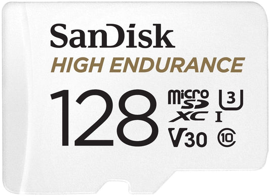 SanDisk High Endurance 128GB microSDHC UHS-I C10 U3 V30 Memory Card with SD Adapter