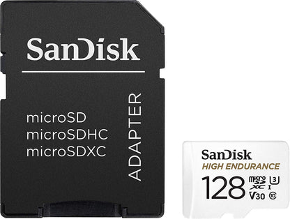 SanDisk High Endurance 128GB microSDHC UHS-I C10 U3 V30 Memory Card with SD Adapter