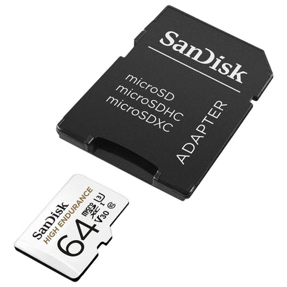 SanDisk High Endurance 64GB microSDHC UHS-I C10 U3 V30 Memory Card with SD Adapter