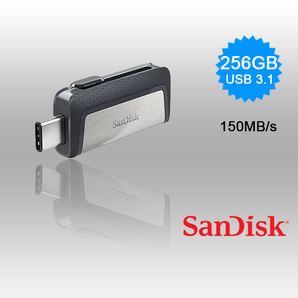 SanDisk 256GB Dual USB 3.1 Flash Drive with Type-C and Type-A Connectors