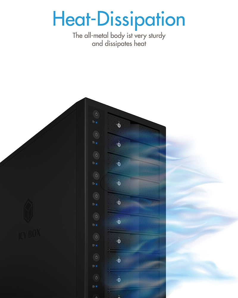 ICY BOX IB-3810-C31 SINGLE enclosure for 10x HDD with USB 3.1 (Gen 2) Type-C or Type-A interface - SuperSaverAU - view 2