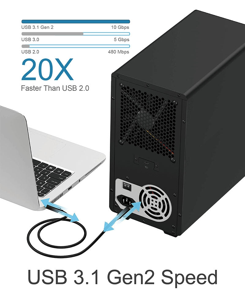 ICY BOX IB-3810-C31 SINGLE enclosure for 10x HDD with USB 3.1 (Gen 2) Type-C or Type-A interface - SuperSaverAU - view 4