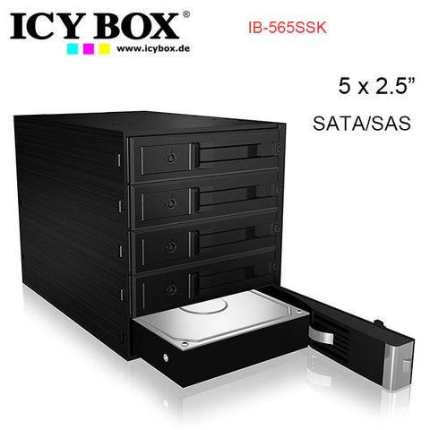 ICY BOX Backplane for 5x 3.5" SATA or SAS HDD in 3x 5.25" bay (IB-565SSK) - SuperSaverAU - view 1