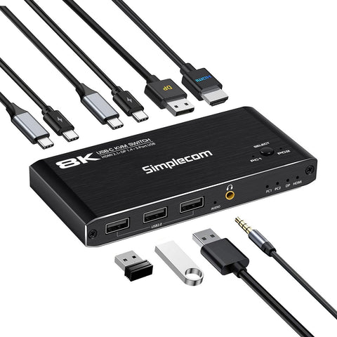 Simplecom KM470 2-Port USB-C KVM Switch 8K Docking Station HDMI 2.1 DP for Laptop Tablet - SuperSaverAU - view 2