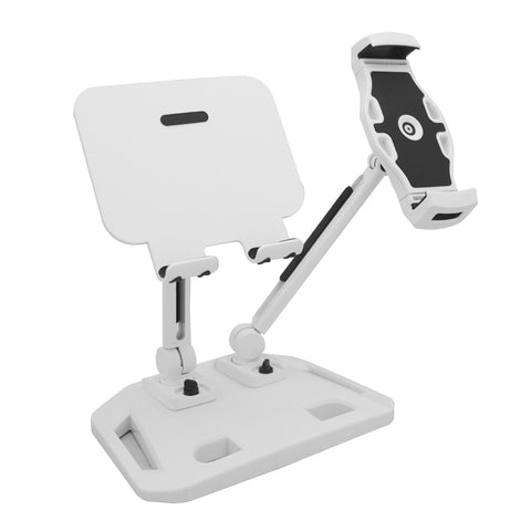 Premium White Universal Adjustable Double Arm Stand Holder for Phone Tablet Laptop