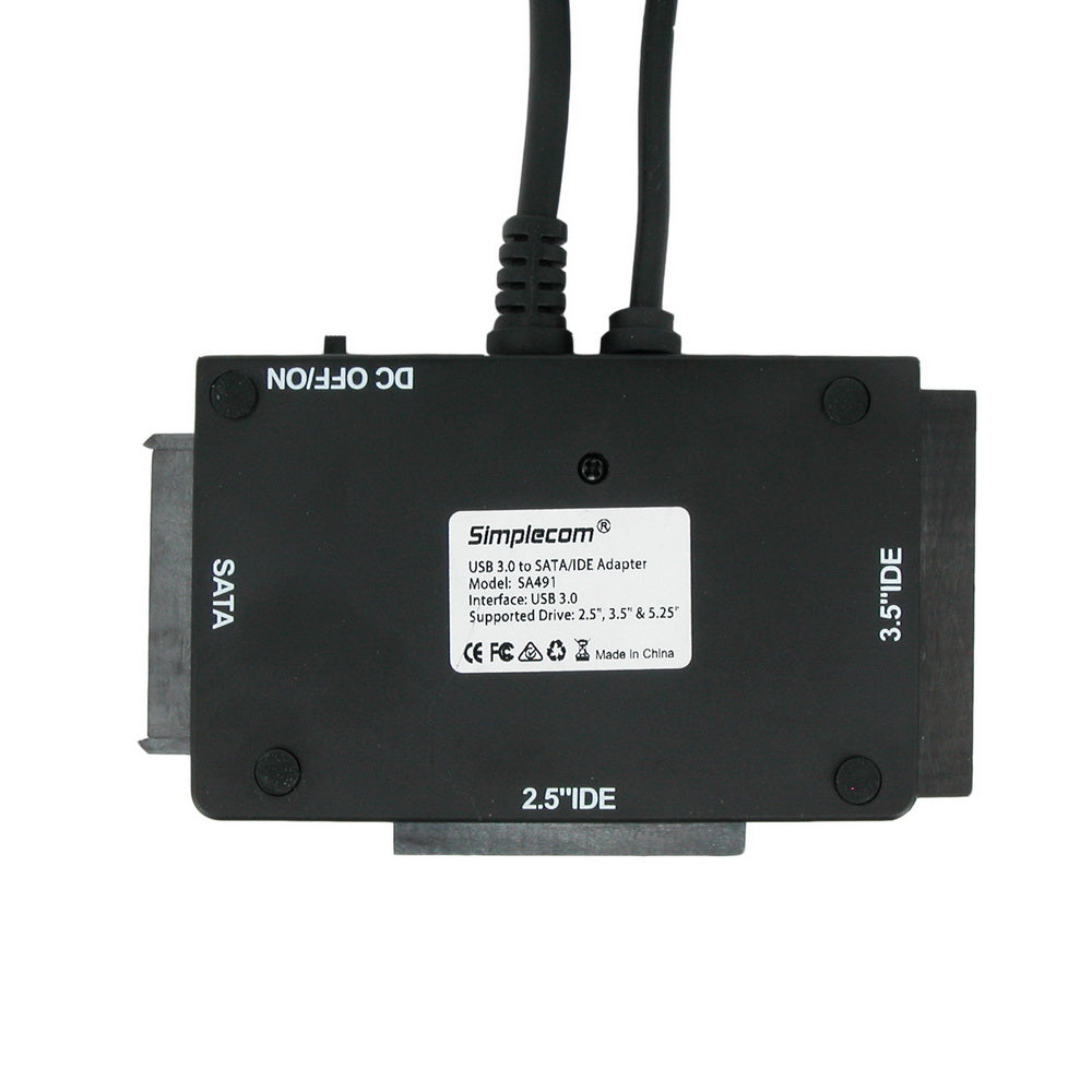 Simplecom USB 3.0 to SATA/IDE Adapter for 2.5", 3.5" & 5.25" Drives with Power Supply