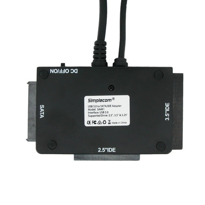 Simplecom USB 3.0 to SATA/IDE Adapter for 2.5", 3.5" & 5.25" Drives with Power Supply
