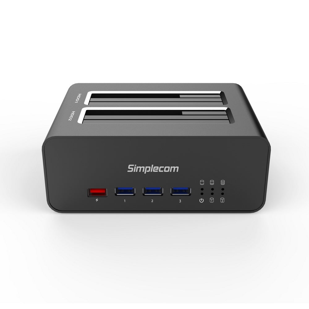 Simplecom SD352 USB 3.0 to Dual SATA Aluminium Docking Station with 3-Port Hub and 1 Port 2.1A USB Charger - SuperSaverAU - view 2