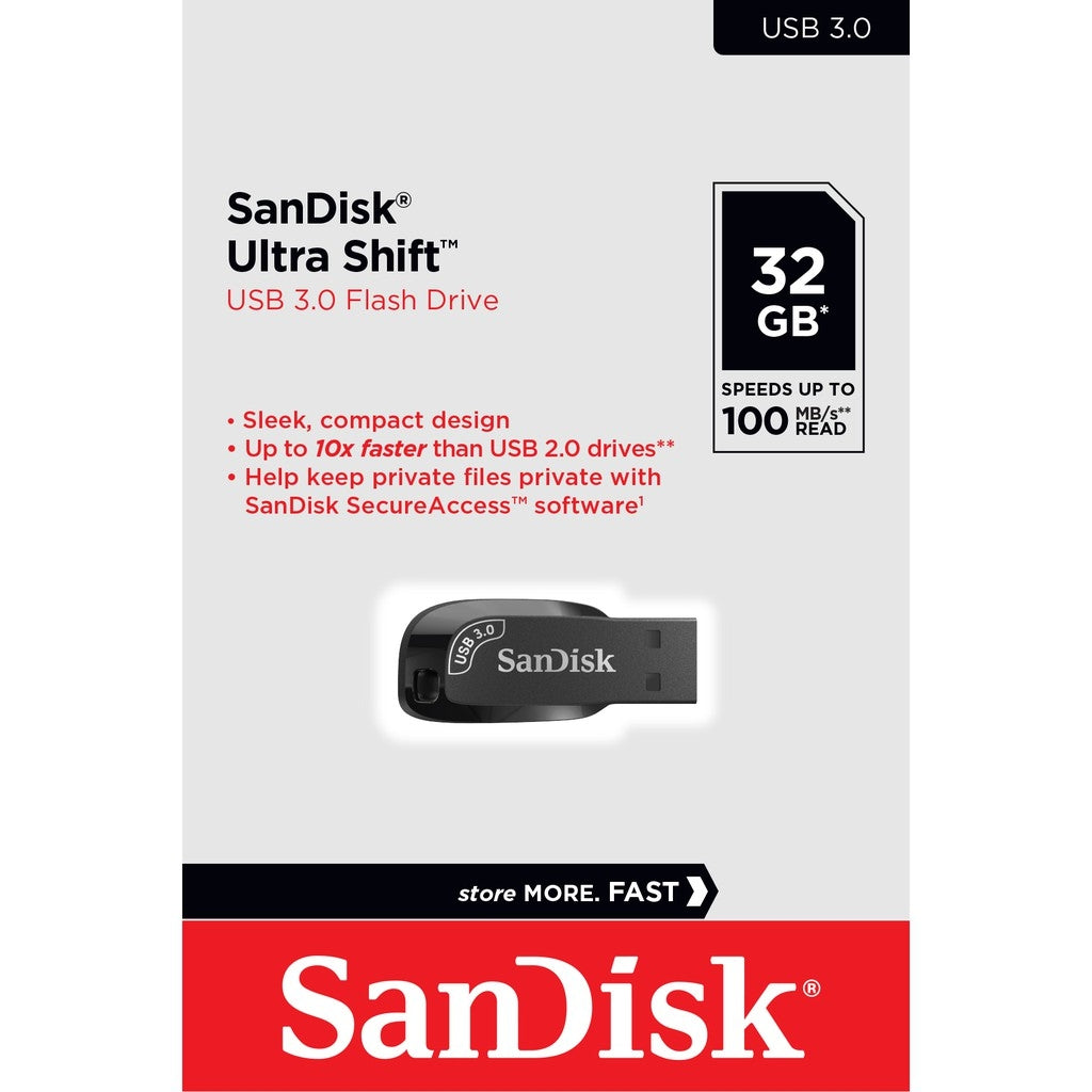 SanDisk  32GB Ultra Shift  USB 3.0 Flash Drive SDCZ410-032G-G46 - SuperSaverAU - view 1