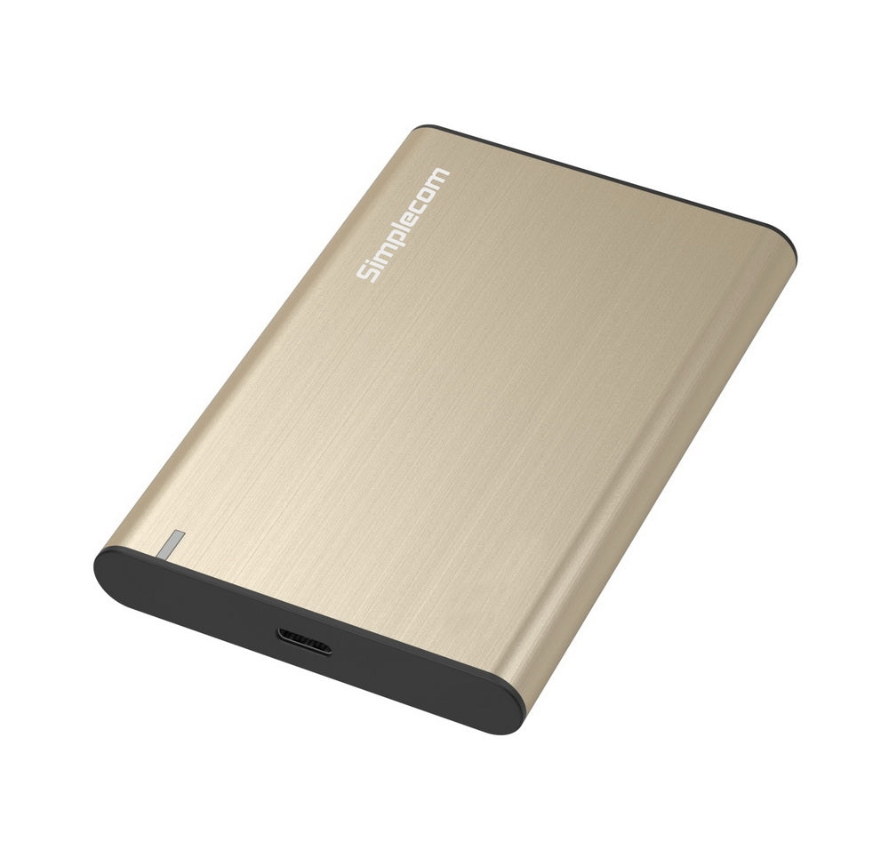 Simplecom SE221 Aluminium 2.5'' SATA HDD/SSD to USB 3.1 Enclosure Gold - SuperSaverAU - view 1