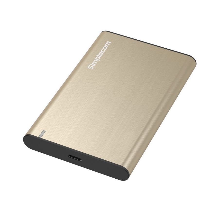 Simplecom SE221 Aluminium 2.5'' SATA HDD/SSD to USB 3.1 Enclosure Gold - SuperSaverAU - view 1
