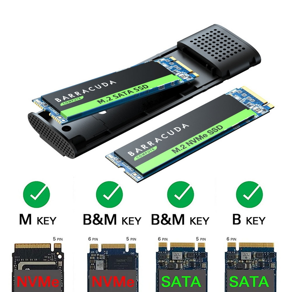 Simplecom SE516 NVMe / SATA Dual Protocol M.2 SSD Tool-Free USB-C Enclosure USB 3.2 Gen 2 10Gbps - SuperSaverAU - view 3