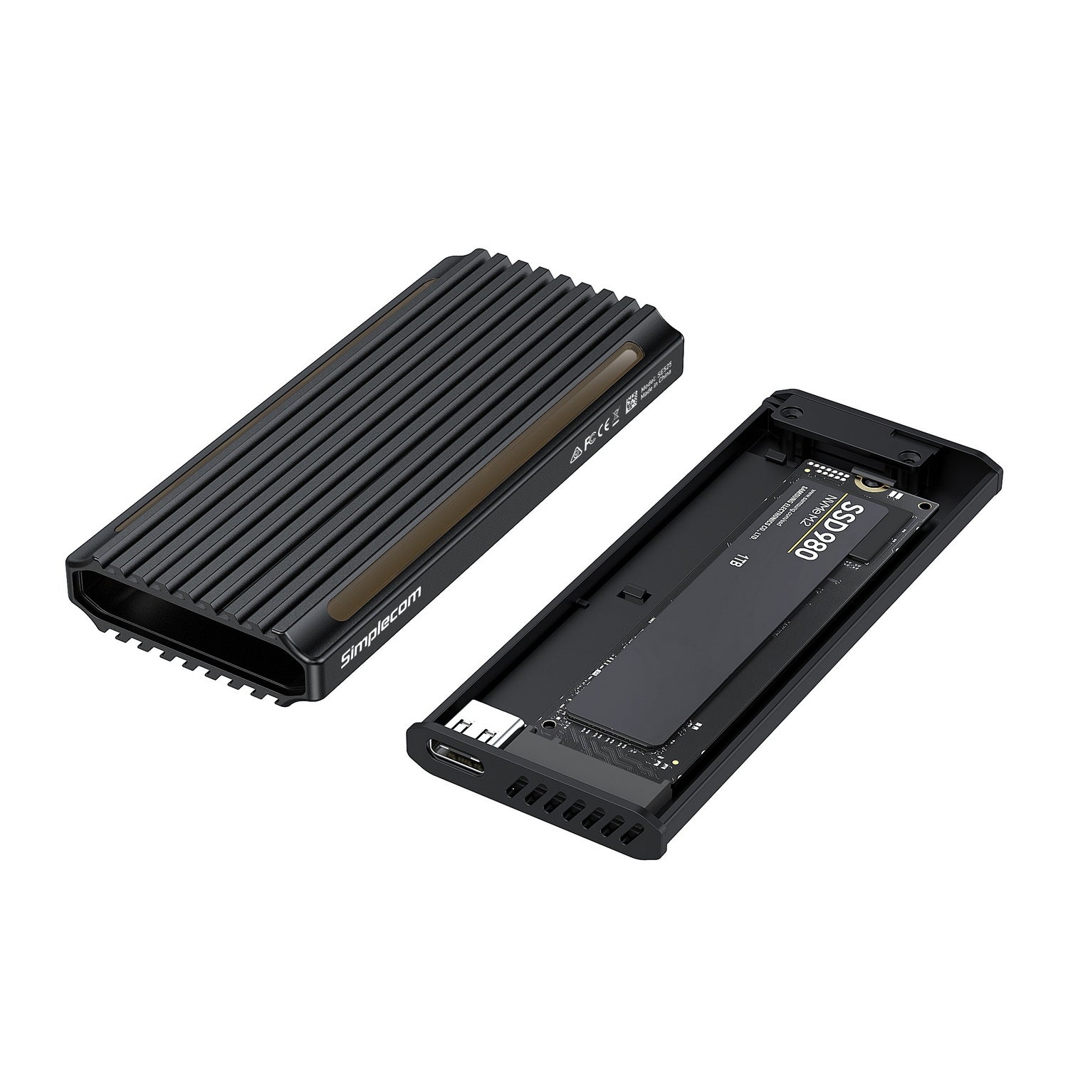 Simplecom SE525 NVMe / SATA M.2 SSD USB-C Enclosure with RGB Light USB 3.2 Gen 2 10Gbps - SuperSaverAU - view 3