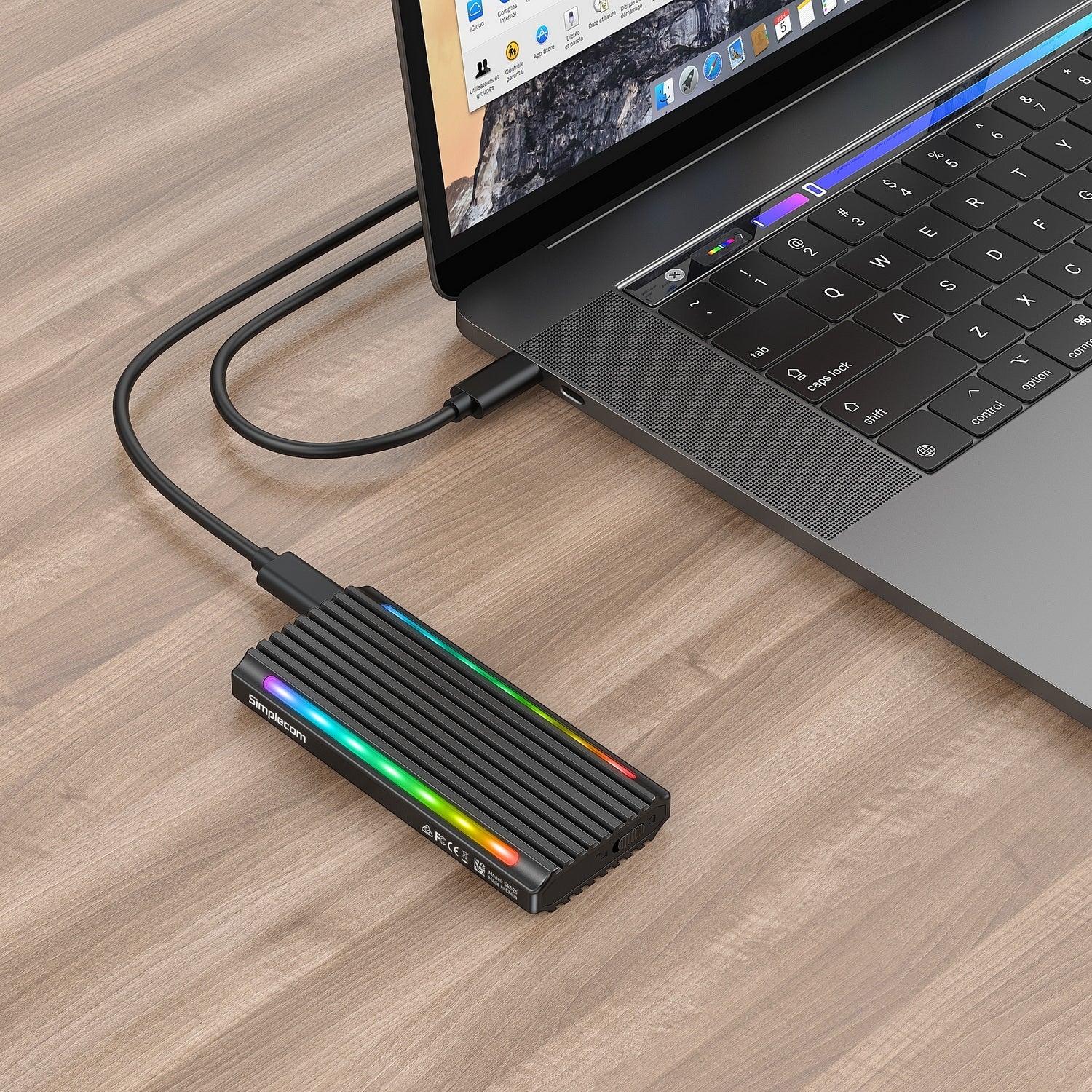 Simplecom SE525 NVMe / SATA M.2 SSD USB-C Enclosure with RGB Light USB 3.2 Gen 2 10Gbps - SuperSaverAU - view 5