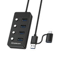 Simplecom CH345C SuperSpeed USB-A and USB-C to 4-Port USB 3.0 Hub 5Gbps Individual Switches and Power Adapter - SuperSaverAU - view 2