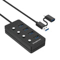 Simplecom CH345C SuperSpeed USB-A and USB-C to 4-Port USB 3.0 Hub 5Gbps Individual Switches and Power Adapter - SuperSaverAU - view 3