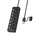 Simplecom CH375C USB-A and USB-C to 7-Port USB 3.0 Hub 5Gbps Individual Switches and Power Adapter - SuperSaverAU - view 3