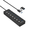 Simplecom CH375C USB-A and USB-C to 7-Port USB 3.0 Hub 5Gbps Individual Switches and Power Adapter - SuperSaverAU - view 4