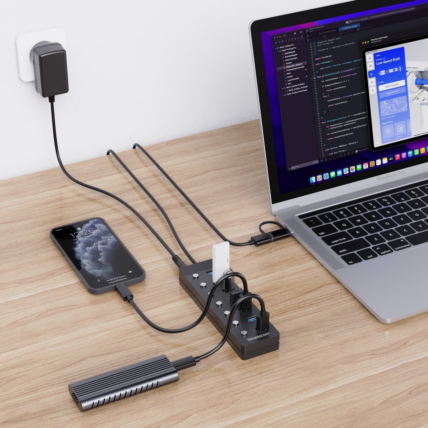 Simplecom CH375C USB-A and USB-C to 7-Port USB 3.0 Hub 5Gbps Individual Switches and Power Adapter - SuperSaverAU - view 5