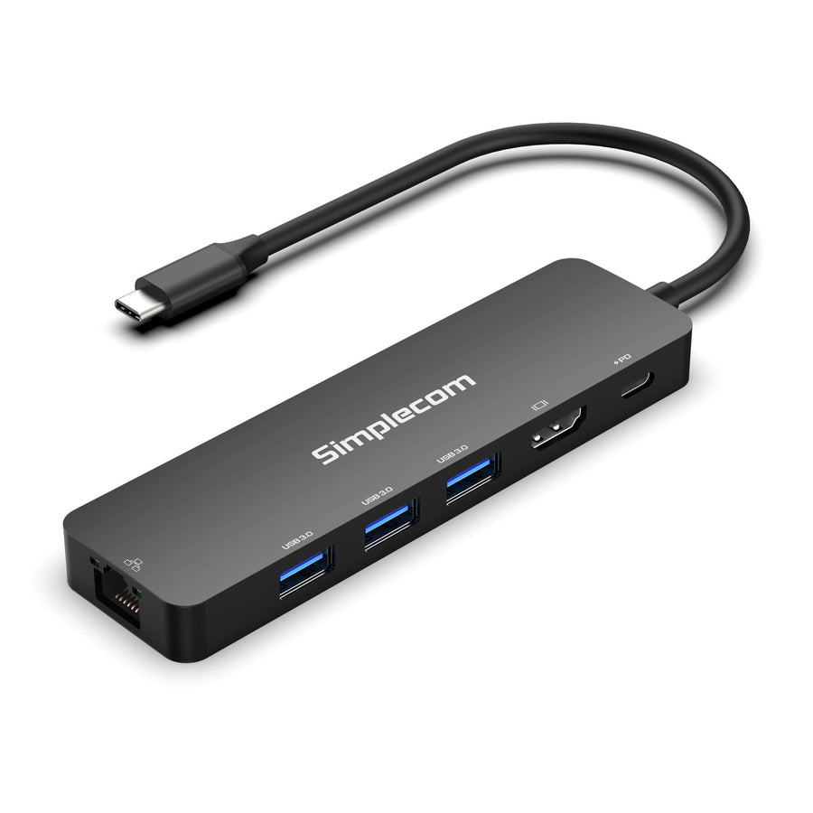 Simplecom USB-C 6-in-1 Docking Station, HDMI 2.0, 100W PD, Gigabit Ethernet - SuperSaverAU - view 1
