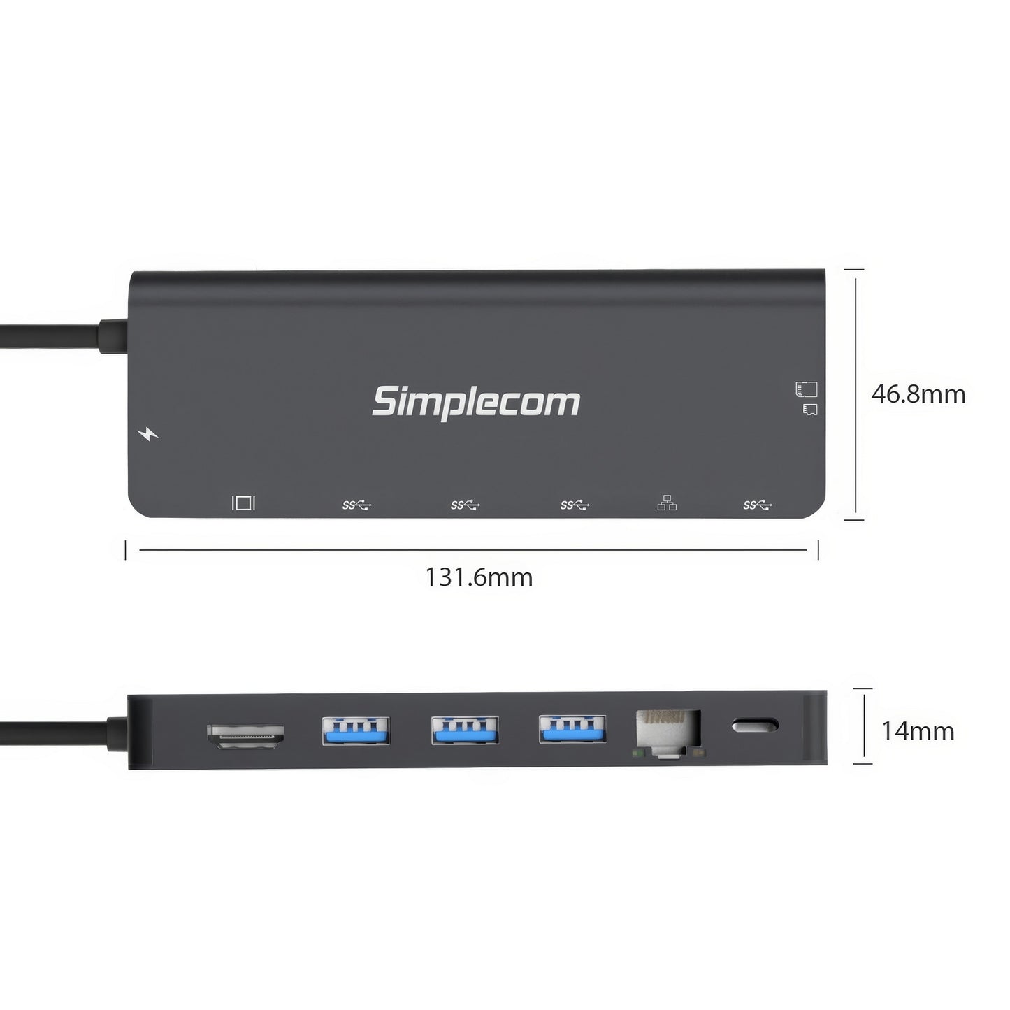 Simplecom CHT590 USB-C SuperSpeed 9-in-1 Multiport Docking Station HDMI 2.0