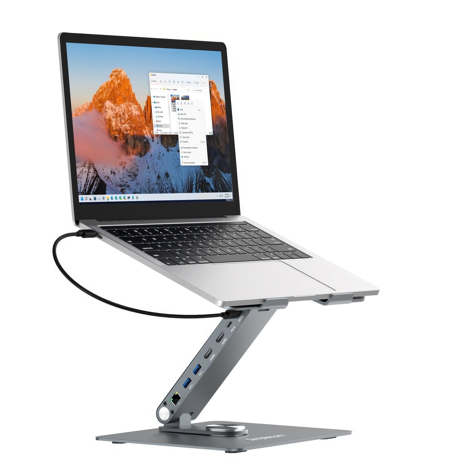 Simplecom CHT660 Adjustable Aluminium Laptop Stand with 6-Port USB-C Docking Station Dual 4K HDMI Display - SuperSaverAU - view 1