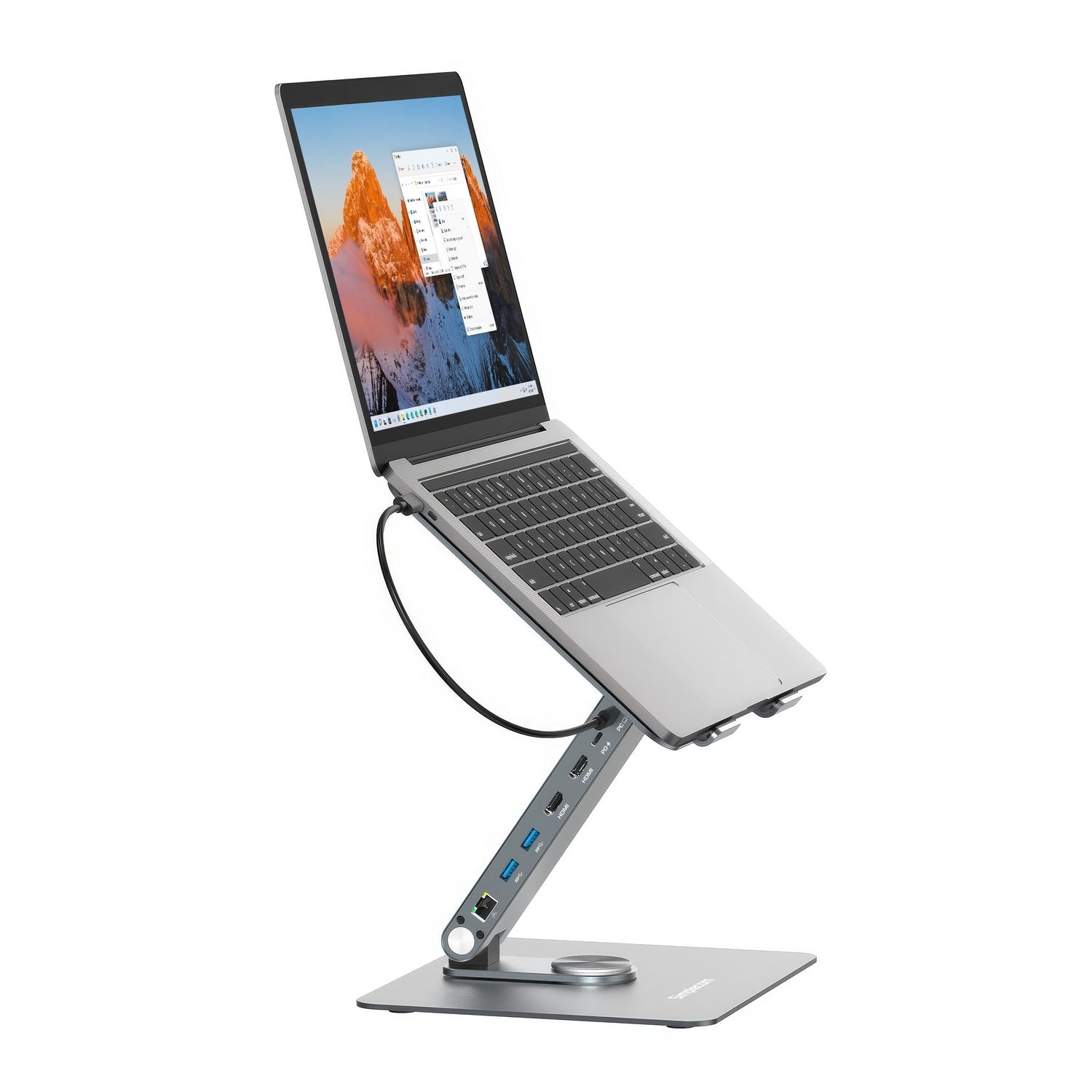 Simplecom CHT660 Adjustable Aluminium Laptop Stand with 6-Port USB-C Docking Station Dual 4K HDMI Display - SuperSaverAU - view 3