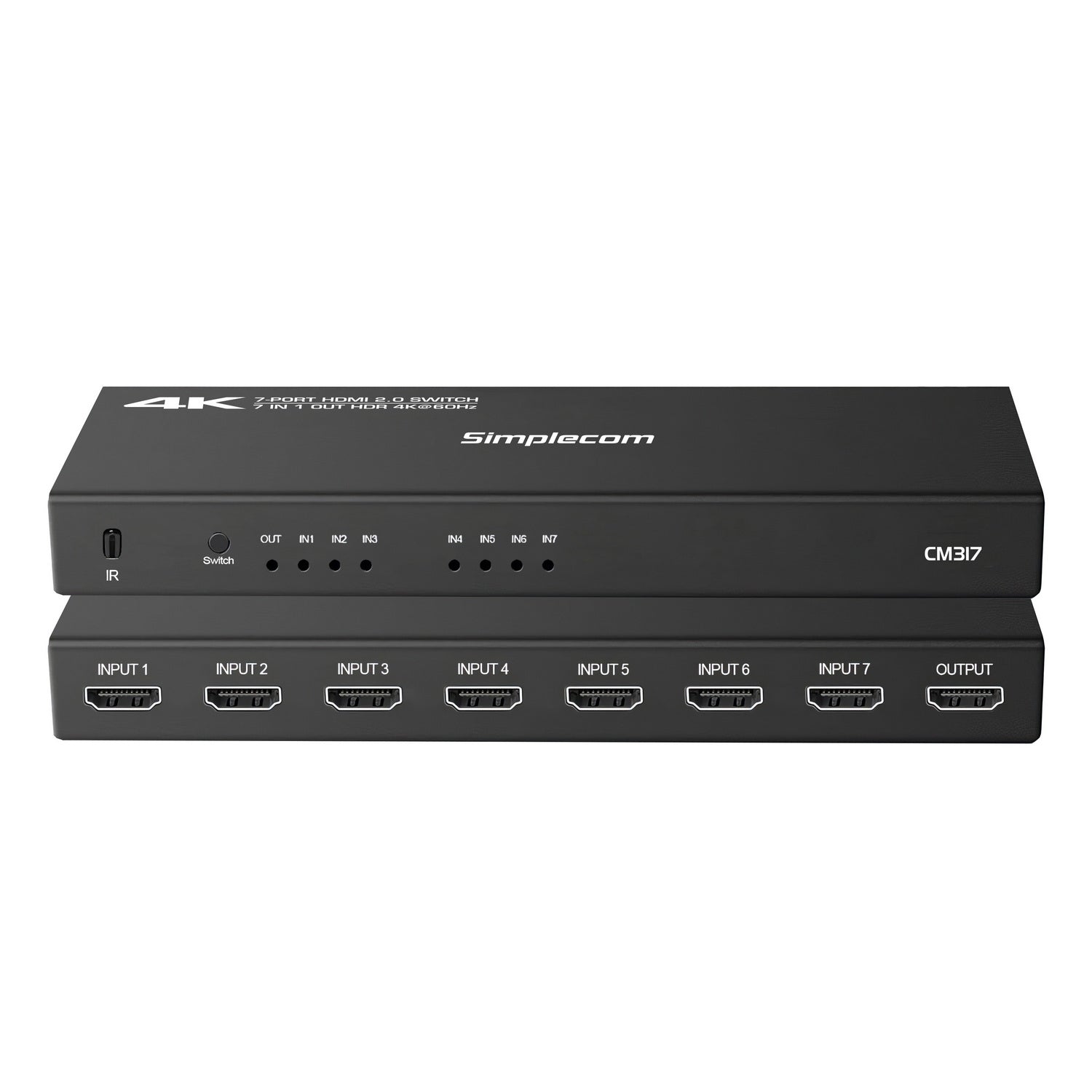 Simplecom CM317 7-Port HDMI 2.0 Switch with Remote 7 IN 1 OUT Splitter HDCP 2.2 4K@60Hz - SuperSaverAU - view 2