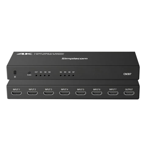 Simplecom CM317 7-Port HDMI 2.0 Switch with Remote 7 IN 1 OUT Splitter HDCP 2.2 4K@60Hz - SuperSaverAU - view 2