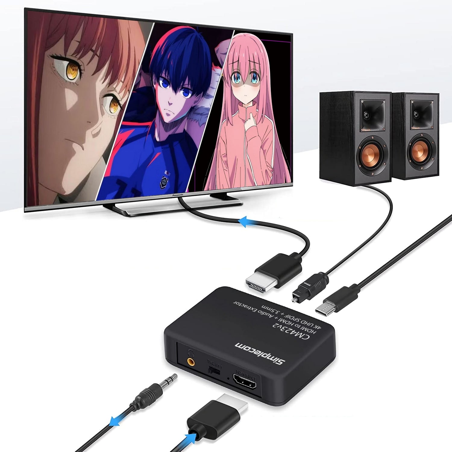 Simplecom CM423v3 HDMI 2.0 Audio Extractor Optical SPDIF + 3.5mm Stereo with ARC 4K@60Hz - SuperSaverAU - view 4